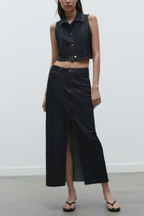 Spring Denim Vest With Belt Flared Jeans Retro Spring