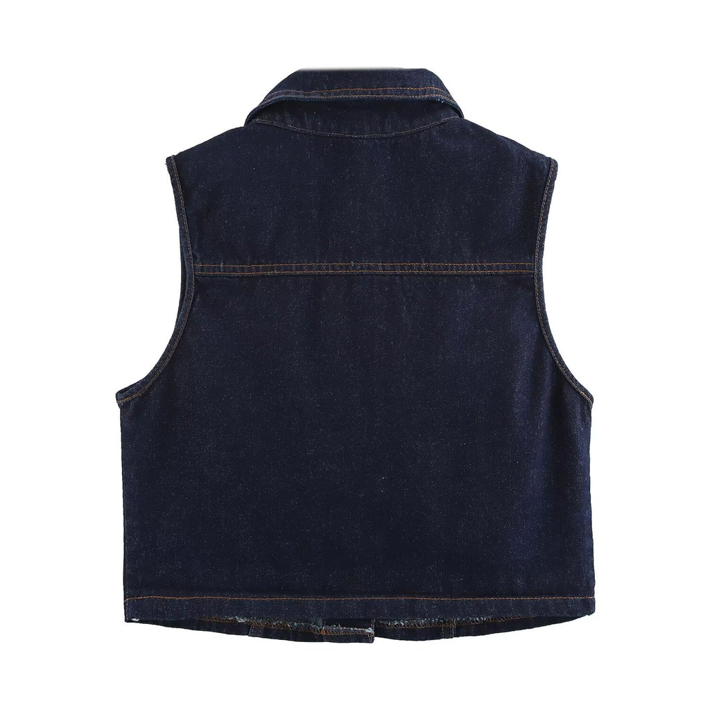 Spring Denim Vest With Belt Flared Jeans Retro Spring