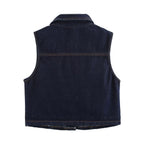 Spring Denim Vest With Belt Flared Jeans Retro Spring