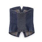 Women Clothing Summer Vintage Single Breasted Tube Top