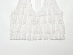 Sexy Halter Lace up Laminated Decoration Short Top Sling