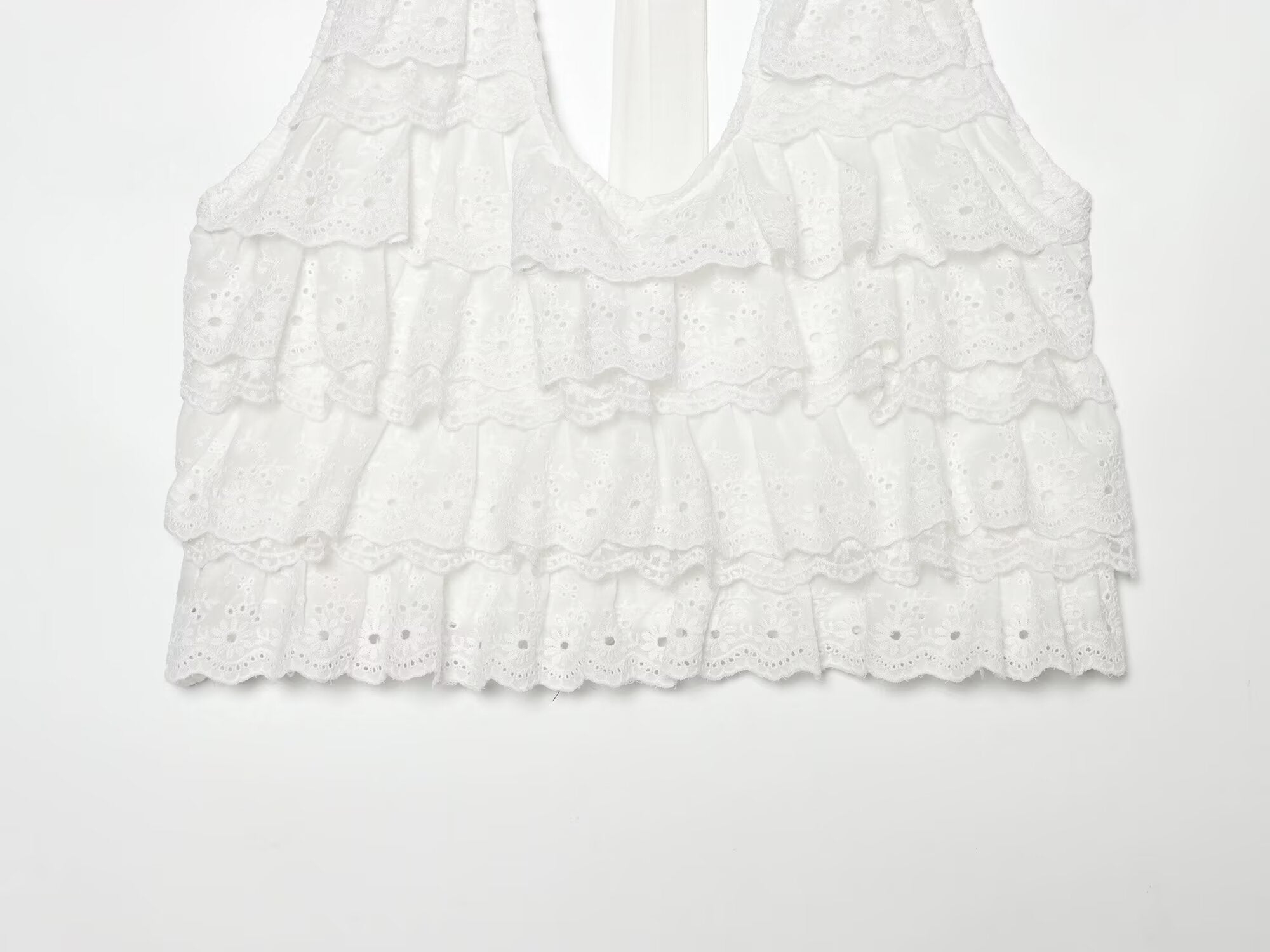 Sexy Halter Lace up Laminated Decoration Short Top Sling