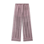 Women Clothing Summer Embroidered Waist Trimming Spaghetti Straps Top Wide Leg Pants