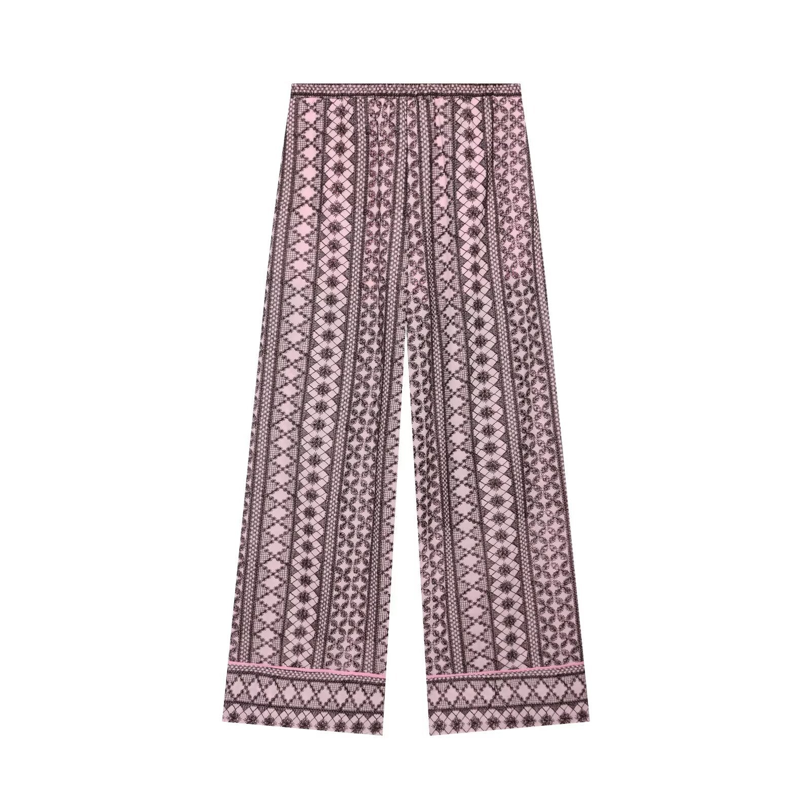 Women Clothing Summer Embroidered Waist Trimming Spaghetti Straps Top Wide Leg Pants