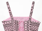 Women Clothing Summer Embroidered Waist Trimming Spaghetti Straps Top Wide Leg Pants