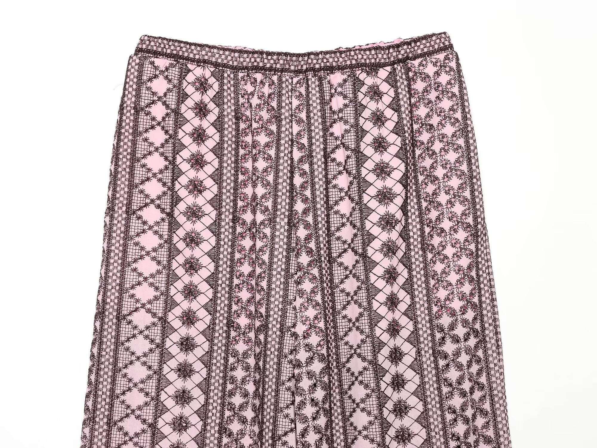 Women Clothing Summer Embroidered Waist Trimming Spaghetti Straps Top Wide Leg Pants