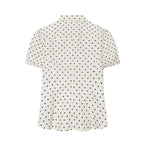 Spring Elegant Polka Dot Puff Sleeve Poplin Bowknot