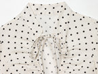 Spring Elegant Polka Dot Puff Sleeve Poplin Bowknot