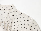 Spring Elegant Polka Dot Puff Sleeve Poplin Bowknot
