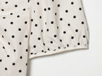 Spring Elegant Polka Dot Puff Sleeve Poplin Bowknot