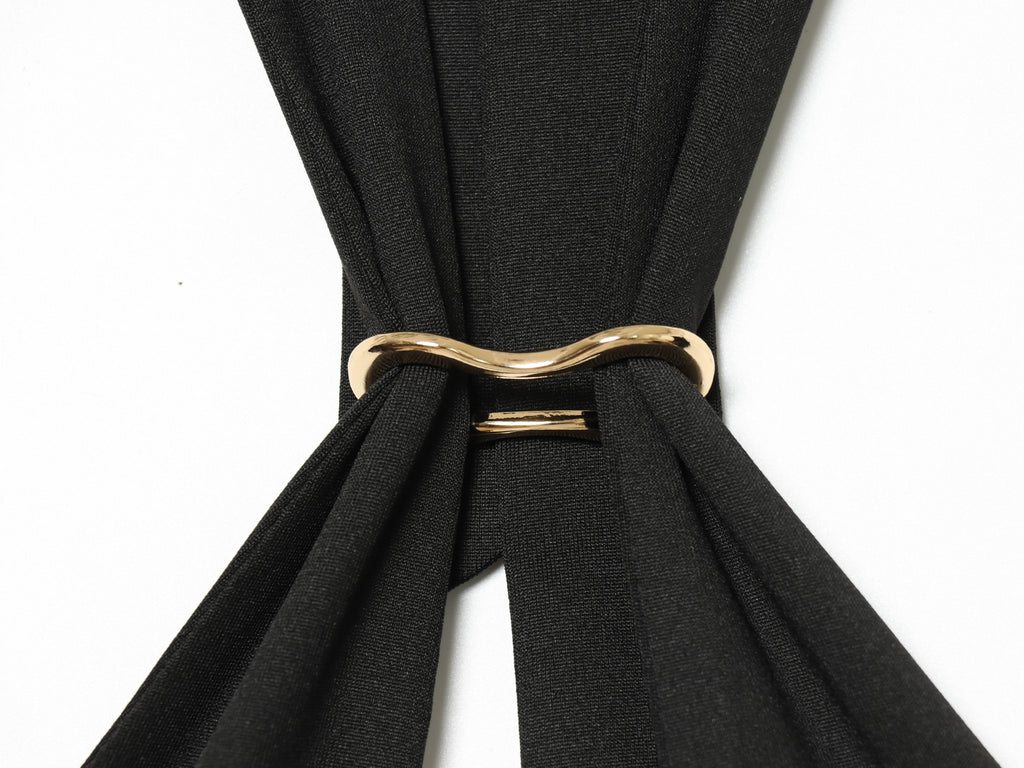 Women Clothing Summer Sexy Metal Buckle Halter Black Tie