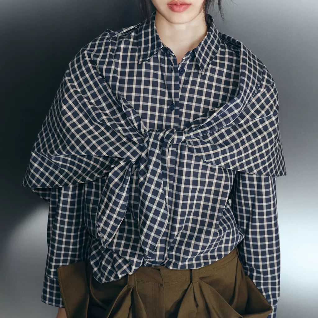 Women Clothing Scarf Collar Shirt Loose Long Sleeve Single