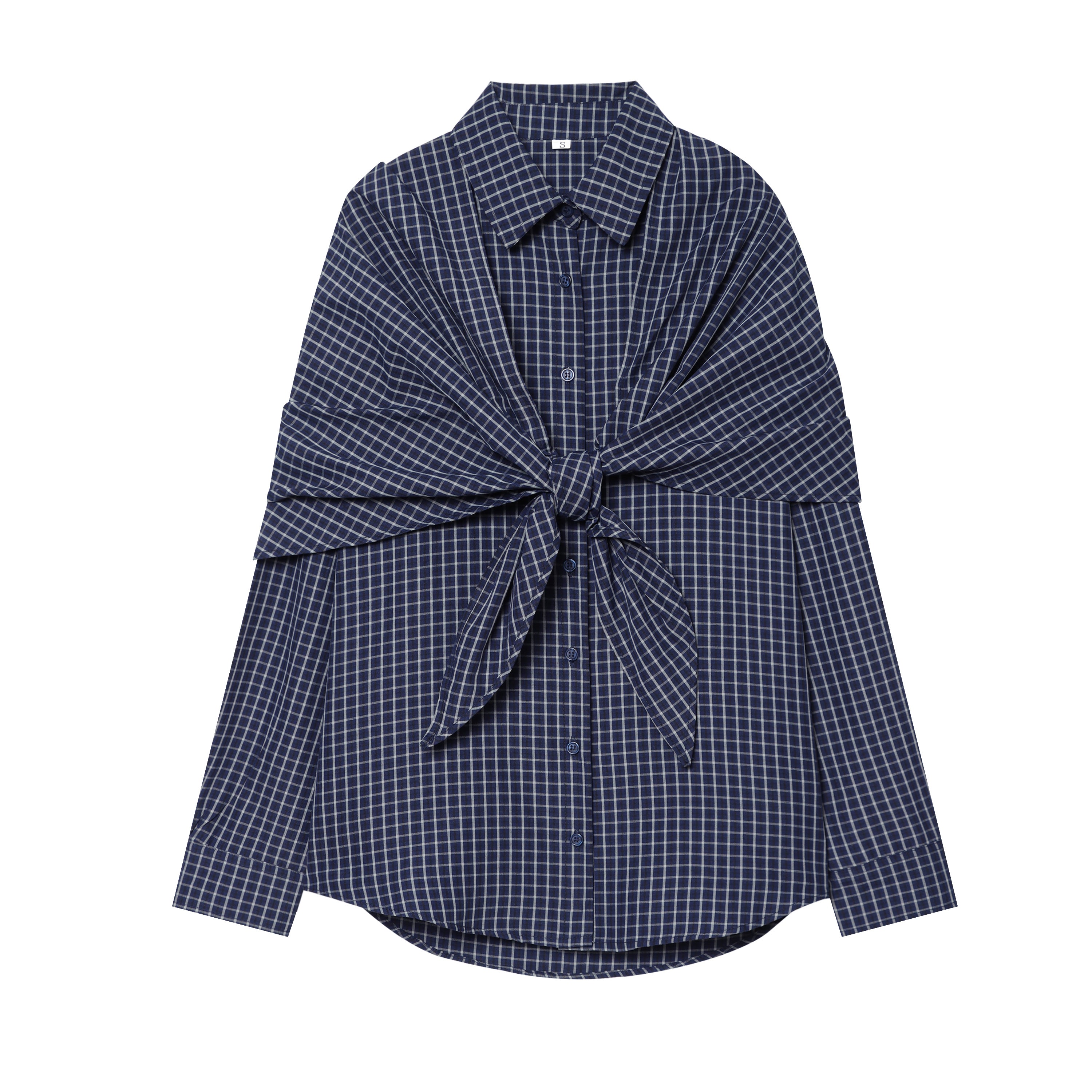 Women Clothing Scarf Collar Shirt Loose Long Sleeve Single