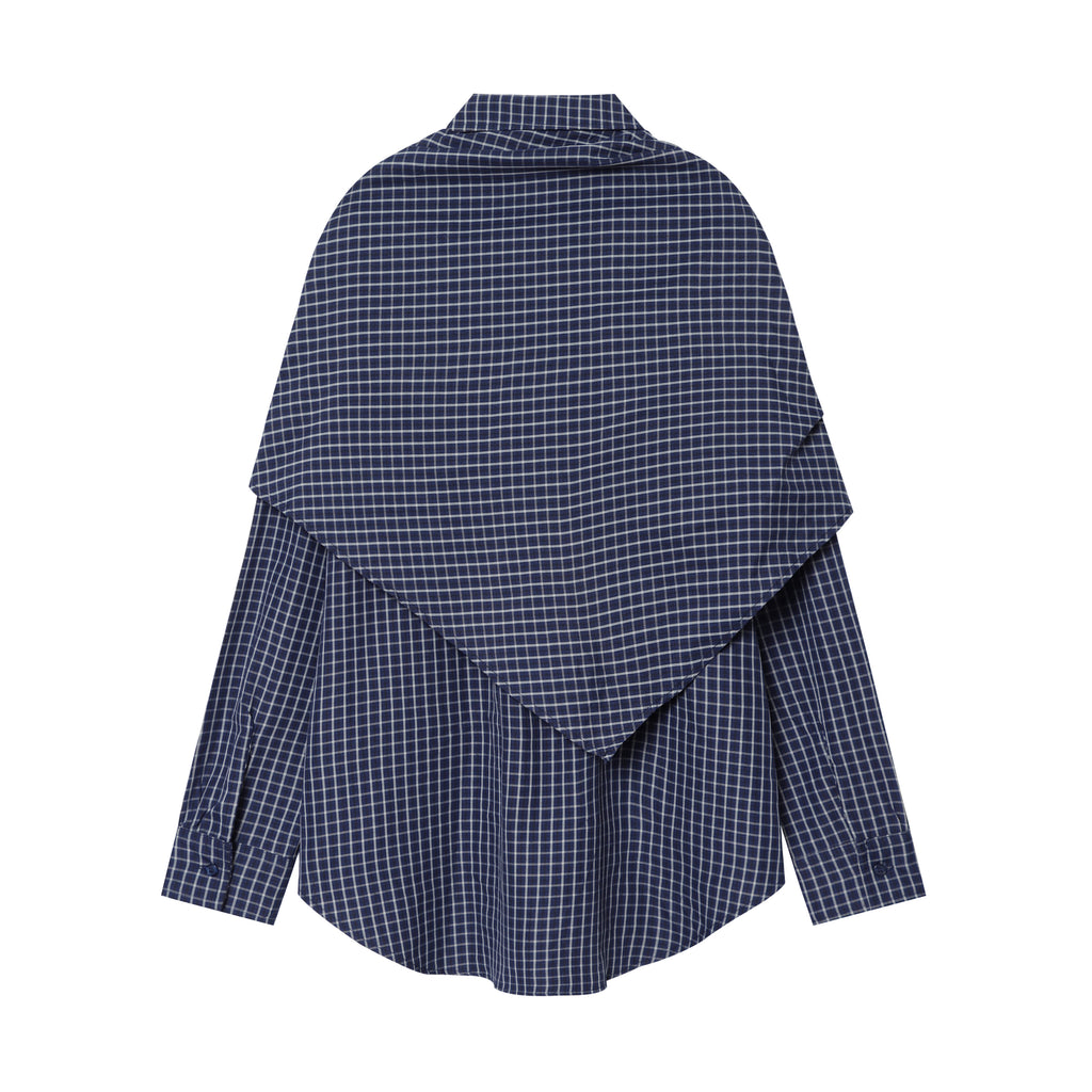Women Clothing Scarf Collar Shirt Loose Long Sleeve Single