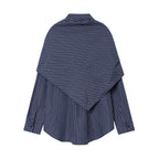 Women Clothing Scarf Collar Shirt Loose Long Sleeve Single