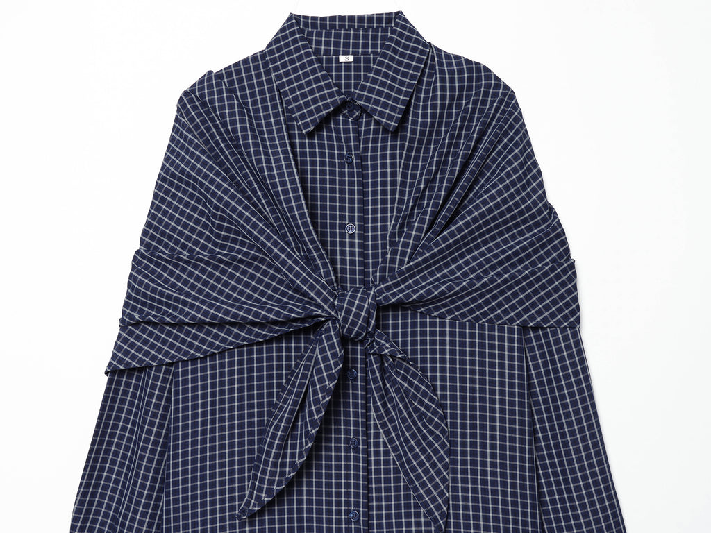 Women Clothing Scarf Collar Shirt Loose Long Sleeve Single