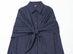 Women Clothing Scarf Collar Shirt Loose Long Sleeve Single