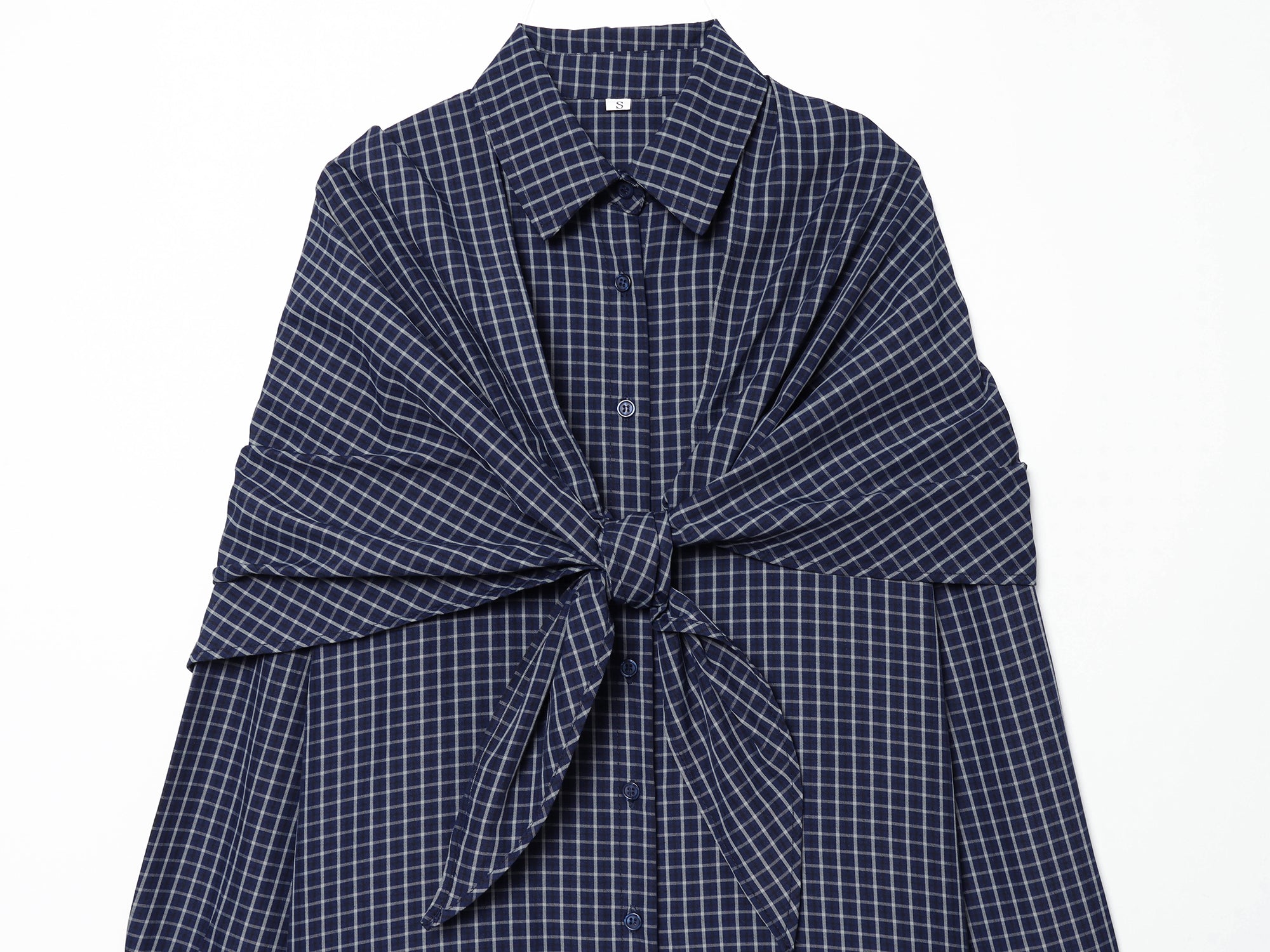 Women Clothing Scarf Collar Shirt Loose Long Sleeve Single