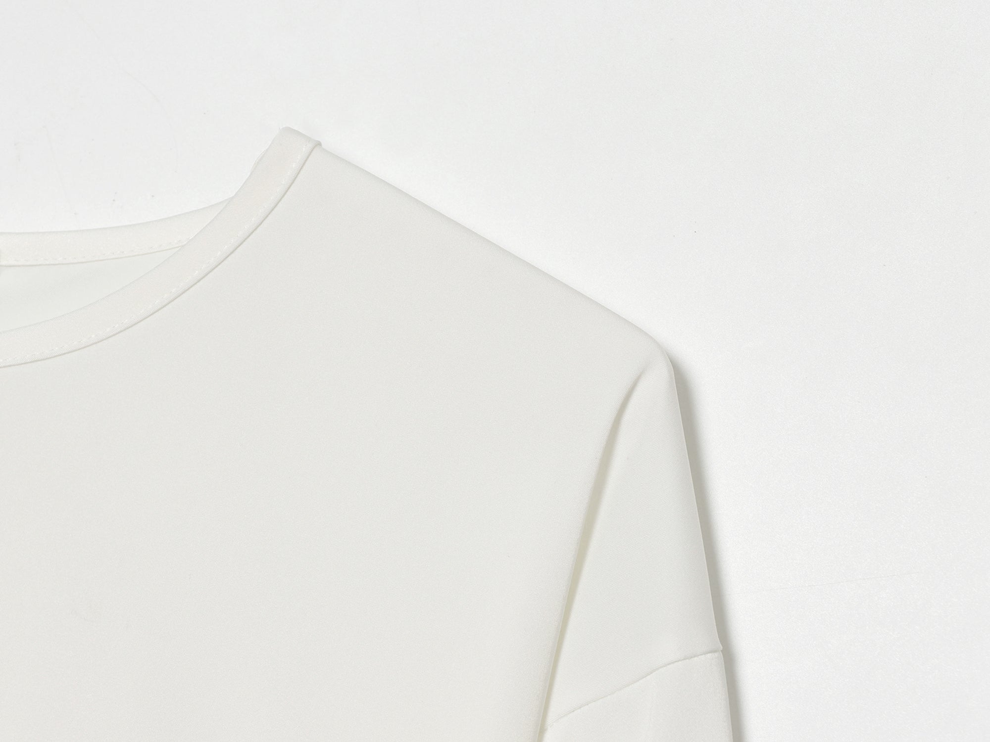 Asym Long Sleeved T shirt round Neck Lace Stitching Tied