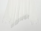 Asym Long Sleeved T shirt round Neck Lace Stitching Tied