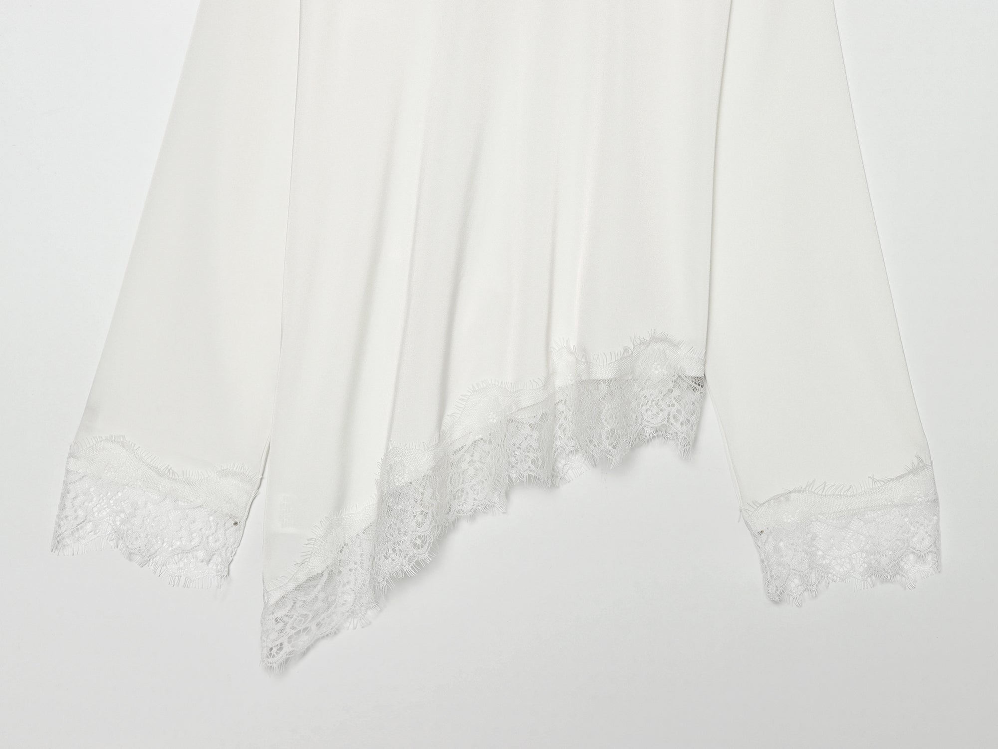 Asym Long Sleeved T shirt round Neck Lace Stitching Tied