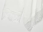 Asym Long Sleeved T shirt round Neck Lace Stitching Tied