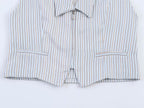 Women Backless Halter Vest Top Mid Waist Mini Striped