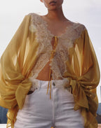 Women Sexy Patchwork Lace Embroidered Shirt