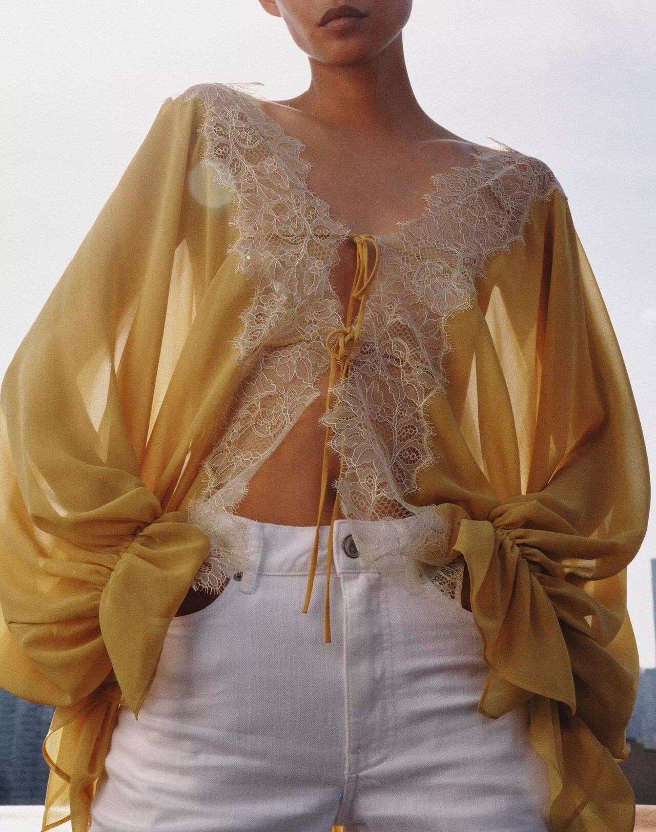 Women Sexy Patchwork Lace Embroidered Shirt