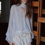 Women Clothing Summer Casual Micro Transparent Striped
