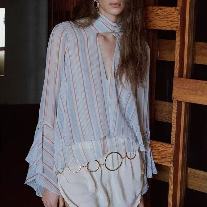 Women Clothing Summer Casual Micro Transparent Striped