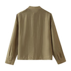 Women Clothing Summer Casual Long Sleeve Zhongshan Satin