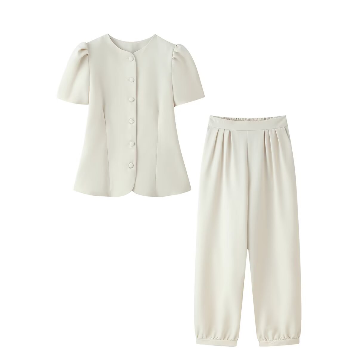 Summer French Advanced Design Decorated Row Button Top