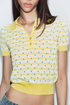 Women Clothing Summer Retro Easy Matching Poio Collar Dots