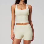 Yoga Women Brushed Square Collar Beauty Back Outer Wear