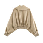 Women Clothing All Match Long Sleeve Large Collared Short