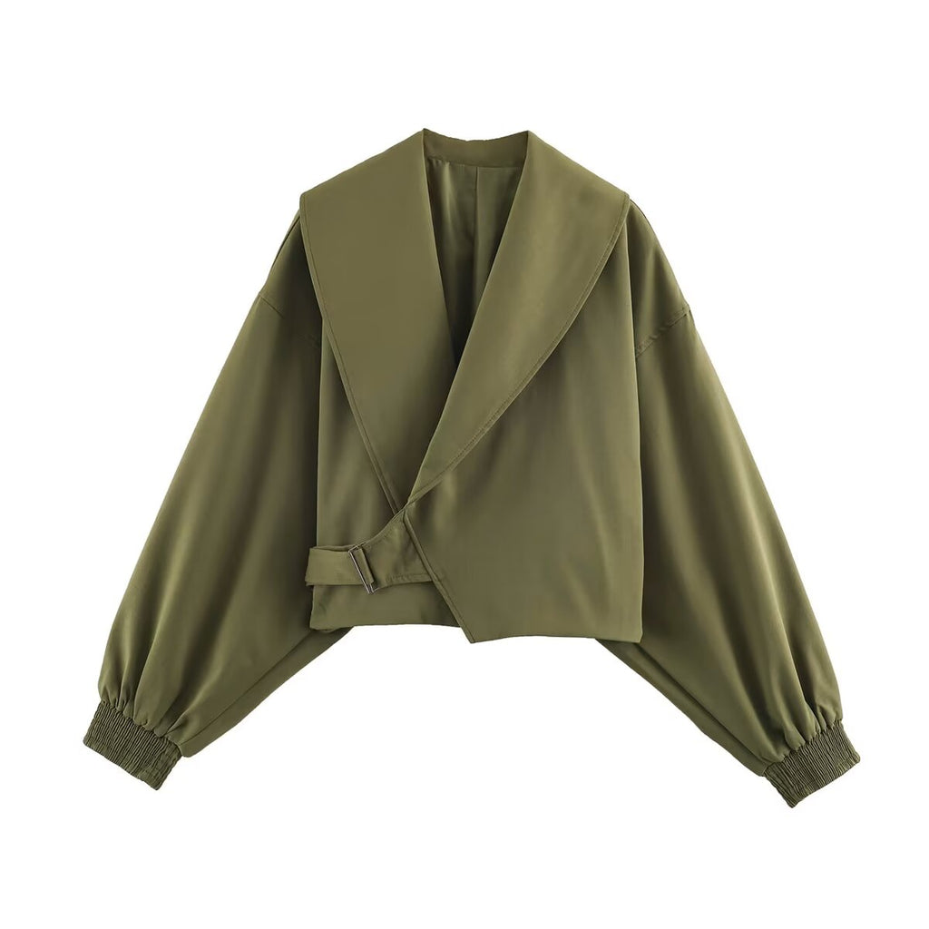 Women Clothing All Match Long Sleeve Large Collared Short