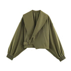 Women Clothing All Match Long Sleeve Large Collared Short