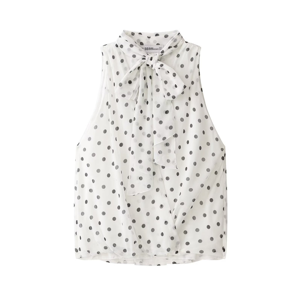 White Polka Dot Top
