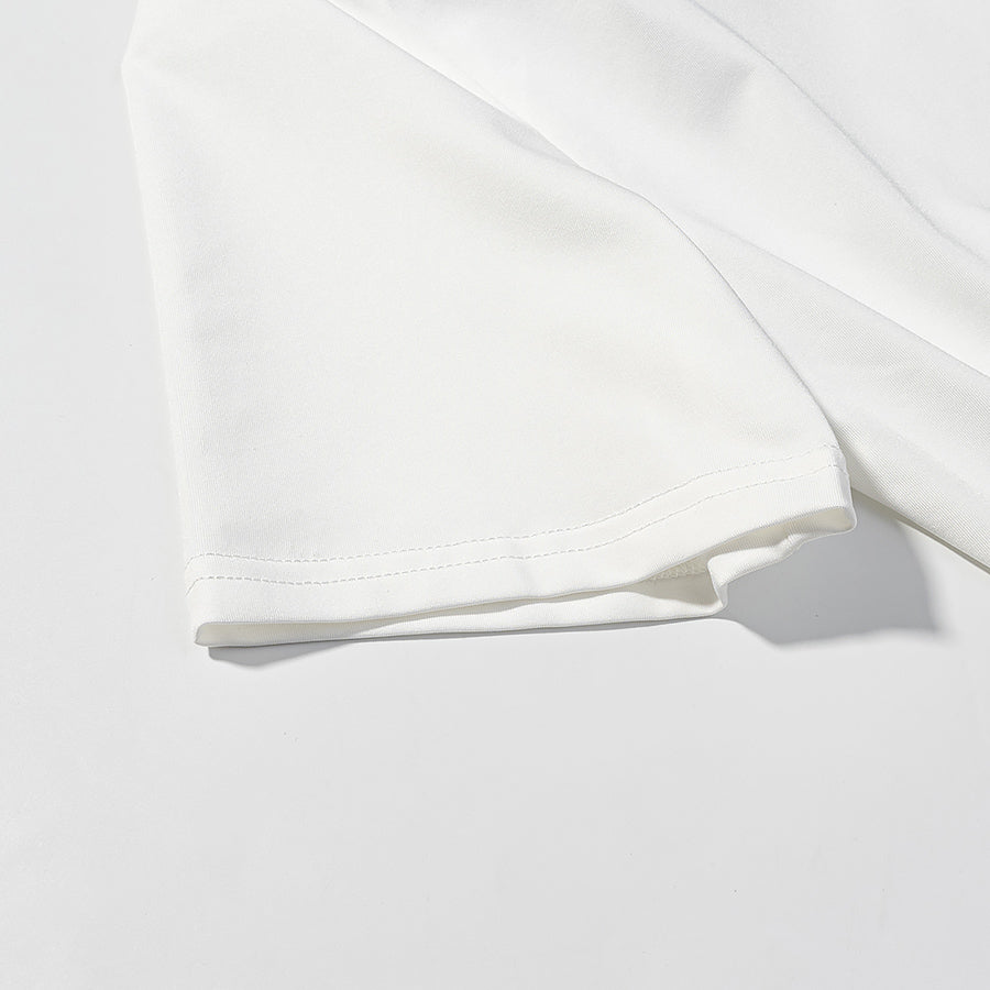 Summer Simple round Neck Side Pleating Drawstring Irregular