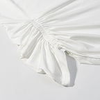 Summer Simple round Neck Side Pleating Drawstring Irregular