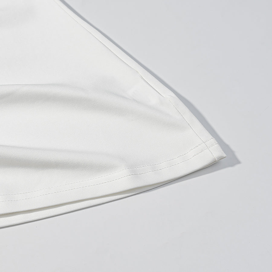 Summer Simple round Neck Side Pleating Drawstring Irregular