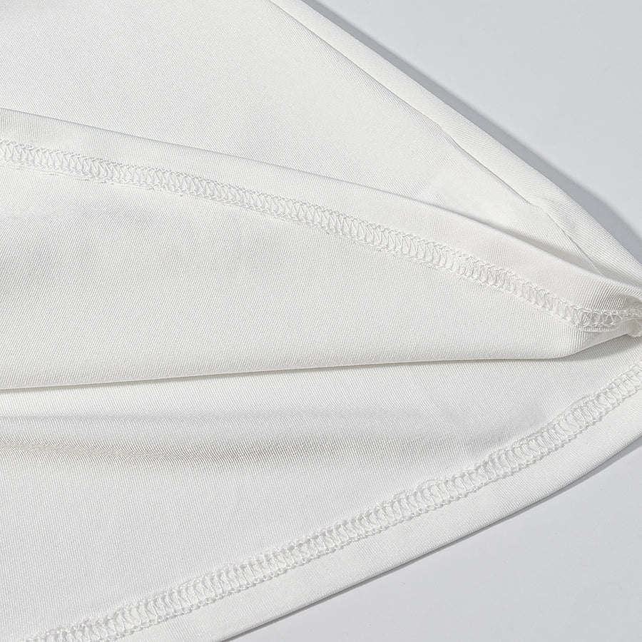 Summer Simple round Neck Side Pleating Drawstring Irregular