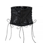Women Clothing Summer Sexy Slimming Lace up Leather Tube Top