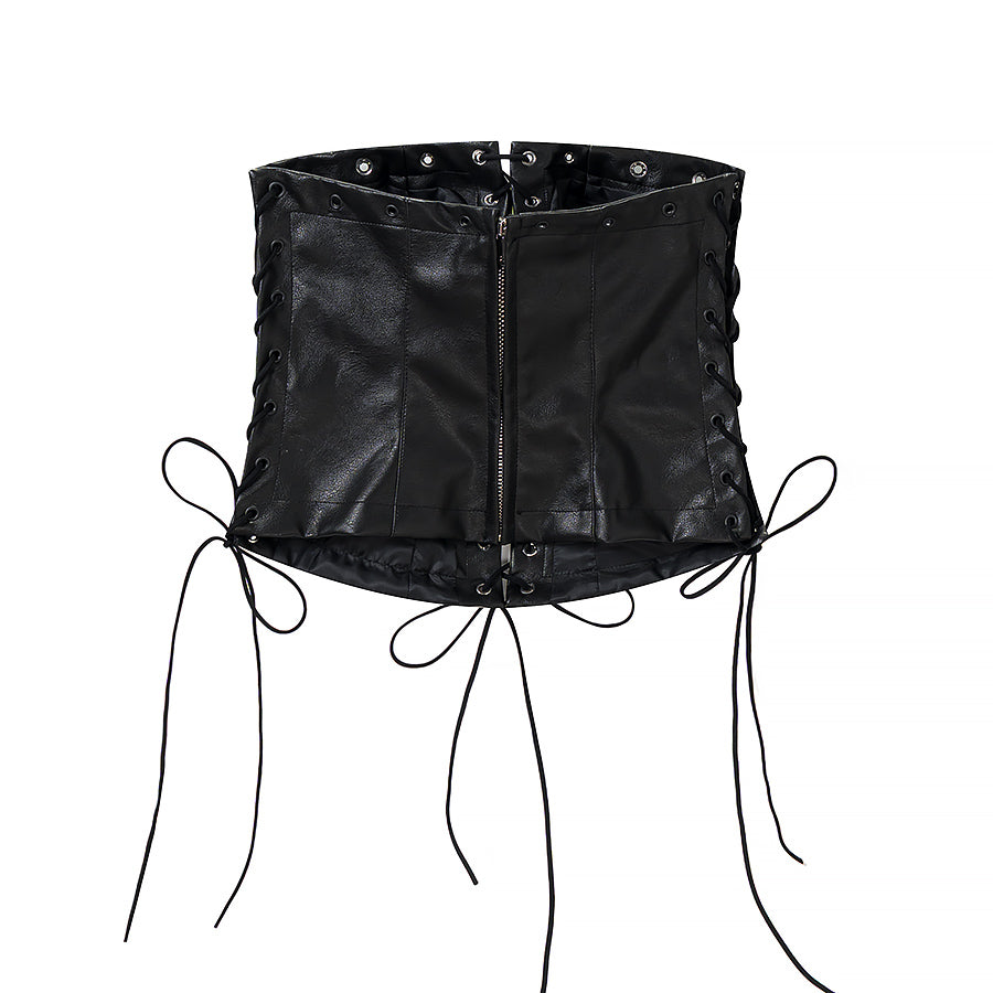 Women Clothing Summer Sexy Slimming Lace up Leather Tube Top