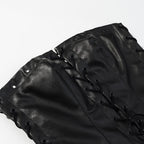Women Clothing Summer Sexy Slimming Lace up Leather Tube Top
