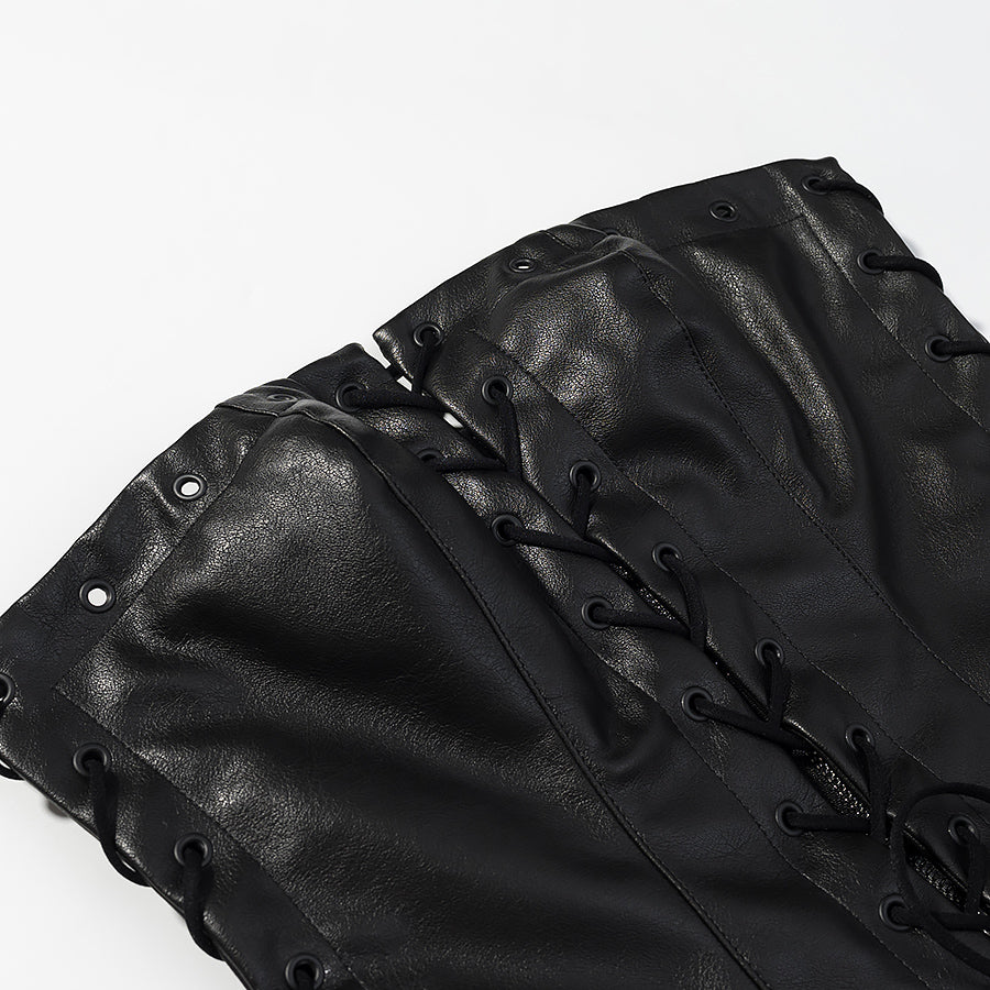 Women Clothing Summer Sexy Slimming Lace up Leather Tube Top