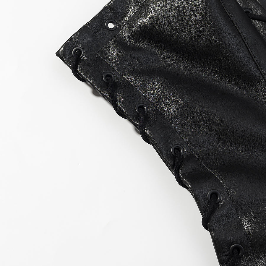 Women Clothing Summer Sexy Slimming Lace up Leather Tube Top