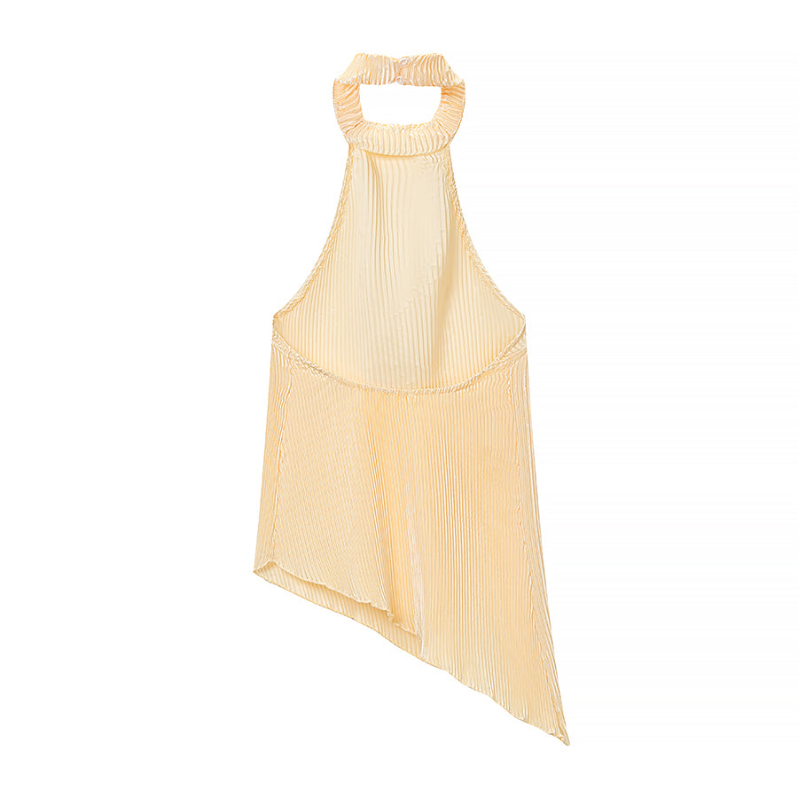 Summer Crumpled SL Halter Vest WL Pants Two Piece Set