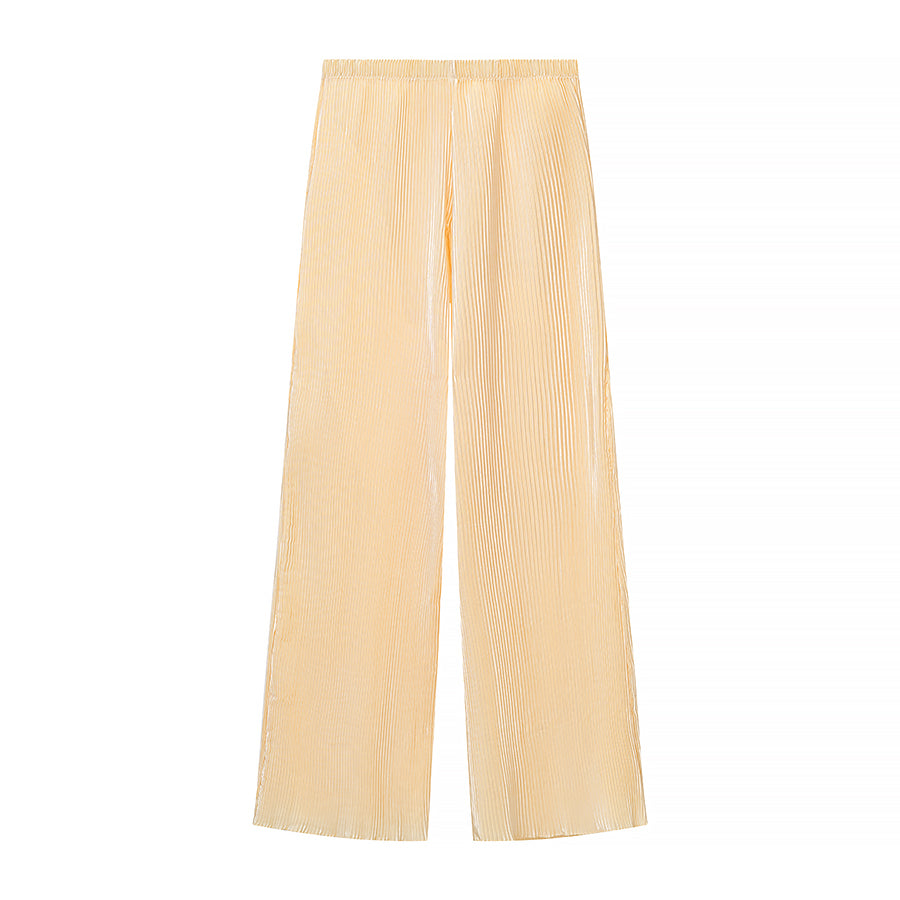 Summer Crumpled SL Halter Vest WL Pants Two Piece Set